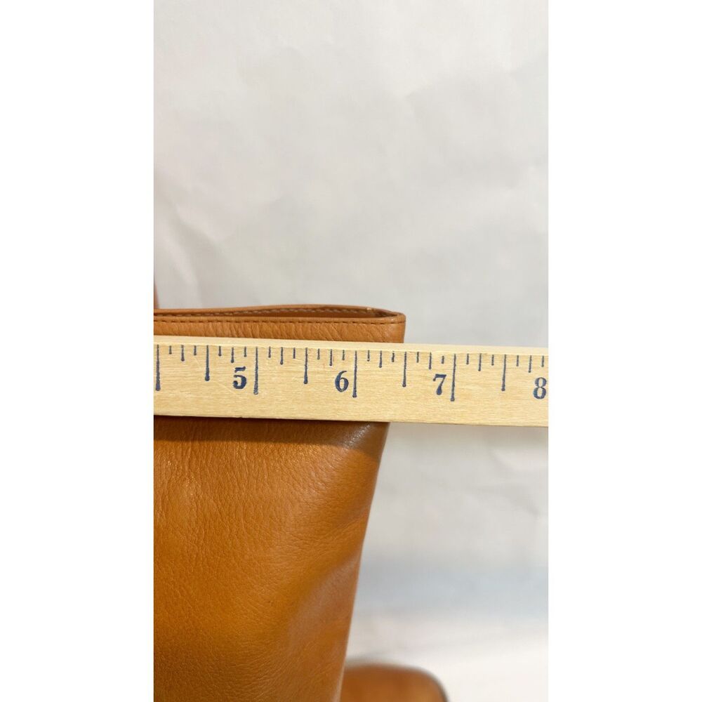 Ralph Lauren Jenny Tall Equestrian Gold Stirrup Cognac Leather Boots Size 6B - Picture 8 of 14